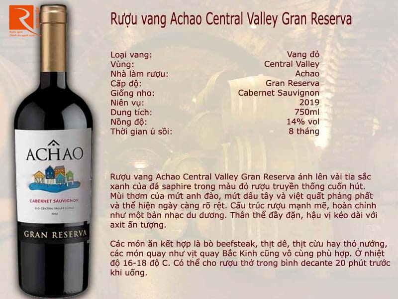 Vang Chile Achao Gran Reserva Cabernet Sauvignon