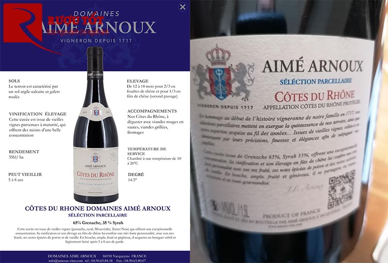 Vang Pháp Cotes Du Rhone Aimé Arnoux