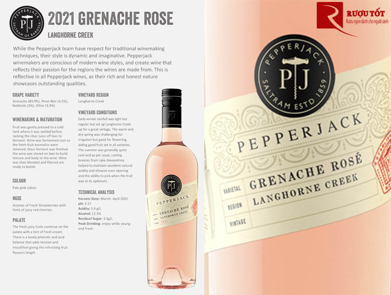 Vang Pepper Jack Grenache Rose Saltram