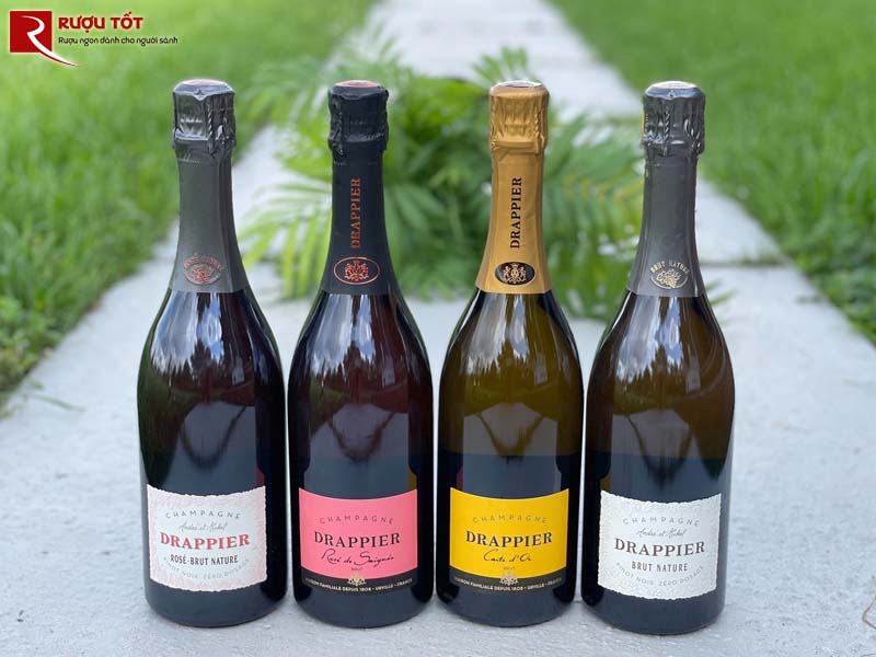 Rượu vang Pháp Champagne Drappier Rose Brut Nature