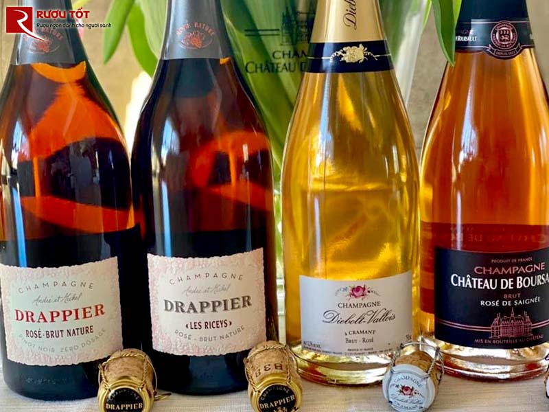 Rượu vang Pháp Champagne Drappier Les Riceys Rose Brut Nature