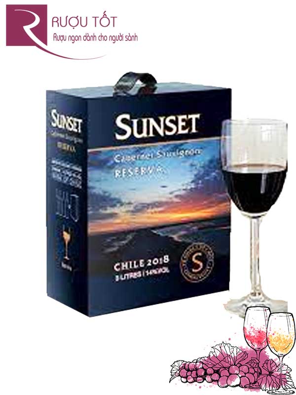 Vang Chile Sunset Reserva Cabernet Sauvignon Central Valley 3 Lít