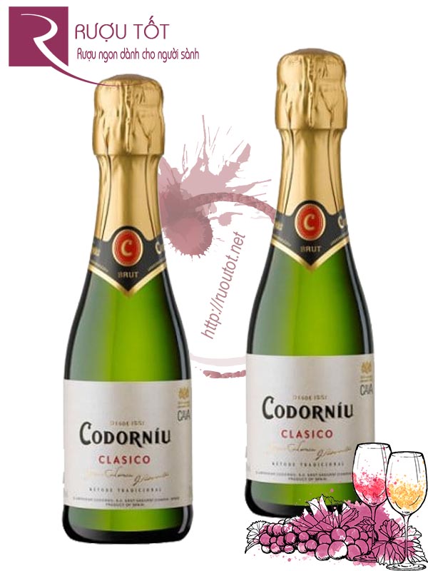 Rượu vang Nổ Codorniu Clasico Sparkling Brut DO Cava 20cl