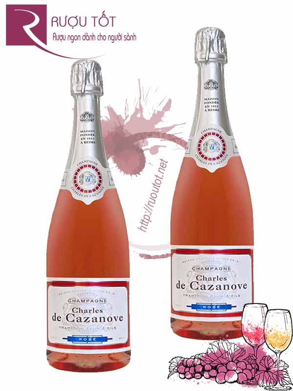 Rượu vang Pháp Champagne Charles de Cazanove Brut Rose