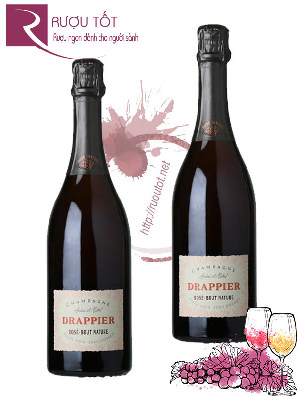 Rượu vang Pháp Champagne Drappier Rose Brut Nature Giá Tốt