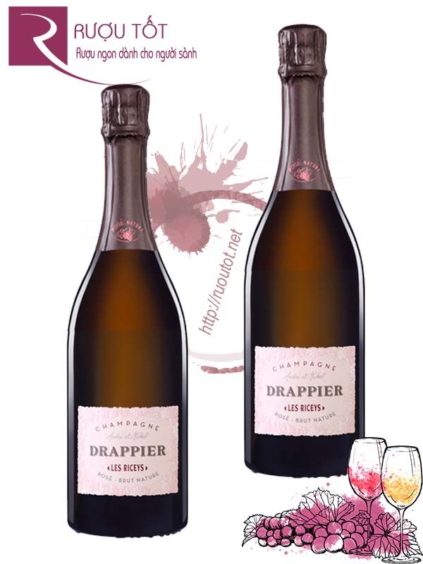 Rượu vang Pháp Champagne Drappier Les Riceys Rose Brut Nature