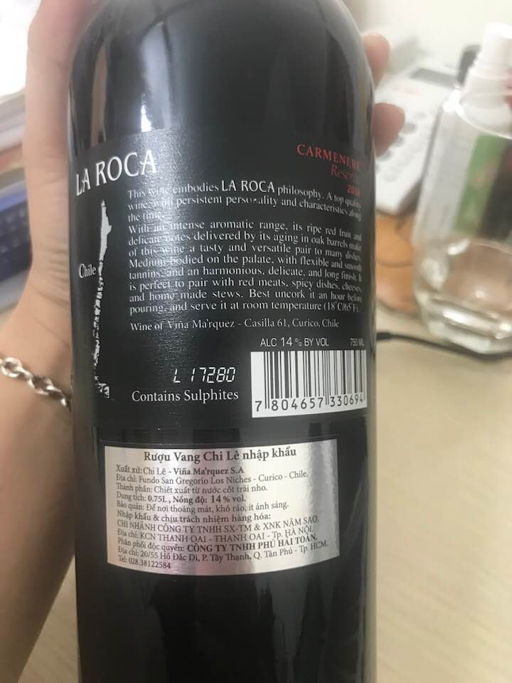 Vang Chile La Roca Reserva Carmenere