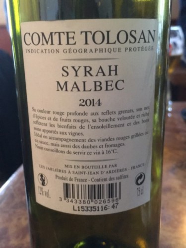 Vang Pháp Comte Tolosan Syrah Malbec