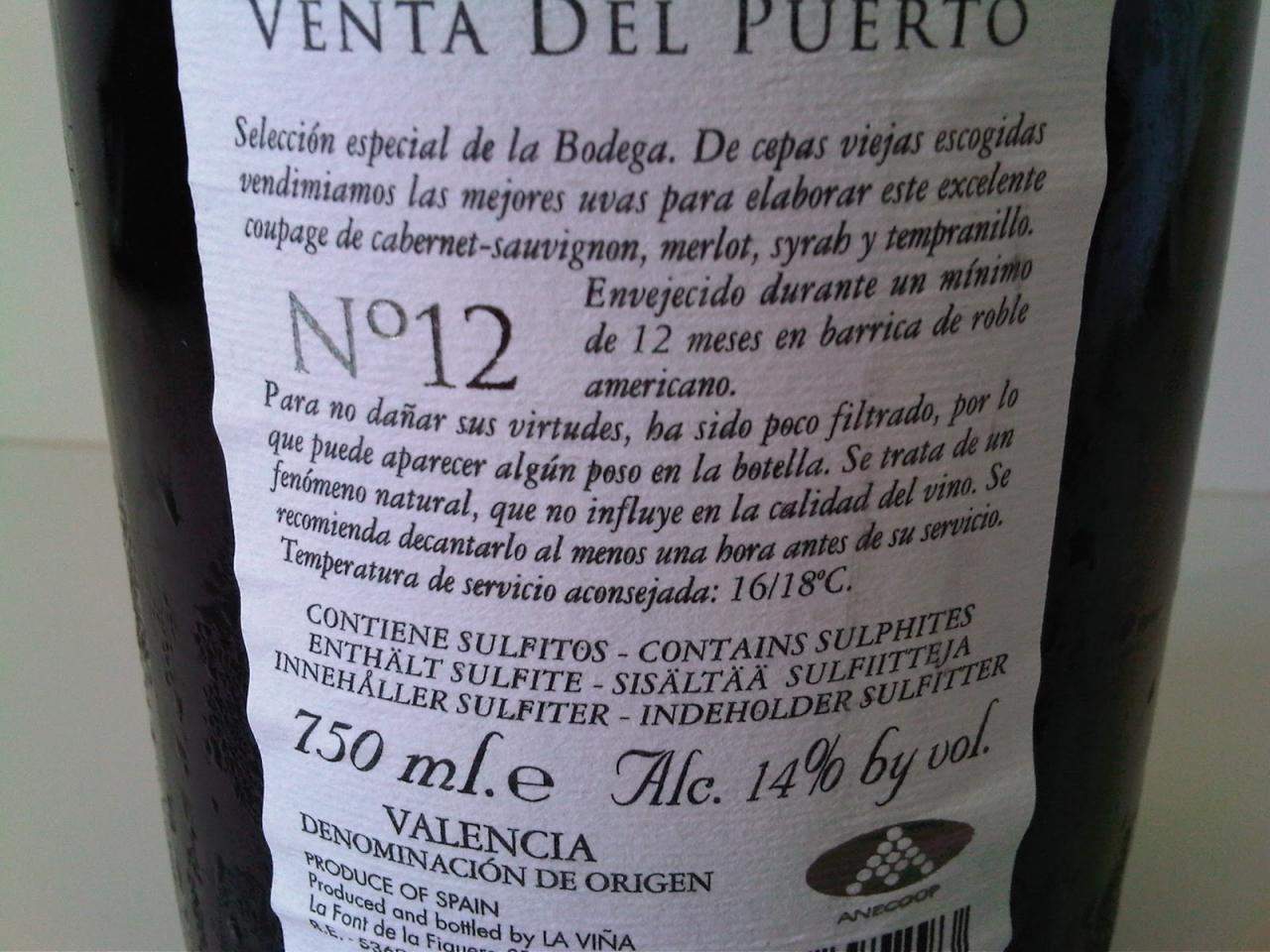 Vang TBN No.12 Venta Del Puerto Selection Especial